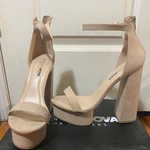 Beige platform heels